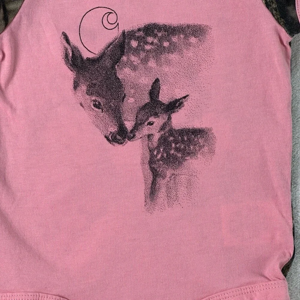 CARHARTT Pink Mossy Oak Hunting Deer Graphic Camo Sleeve Infant Girl Bodysuit 6M - Picture 3 of 13